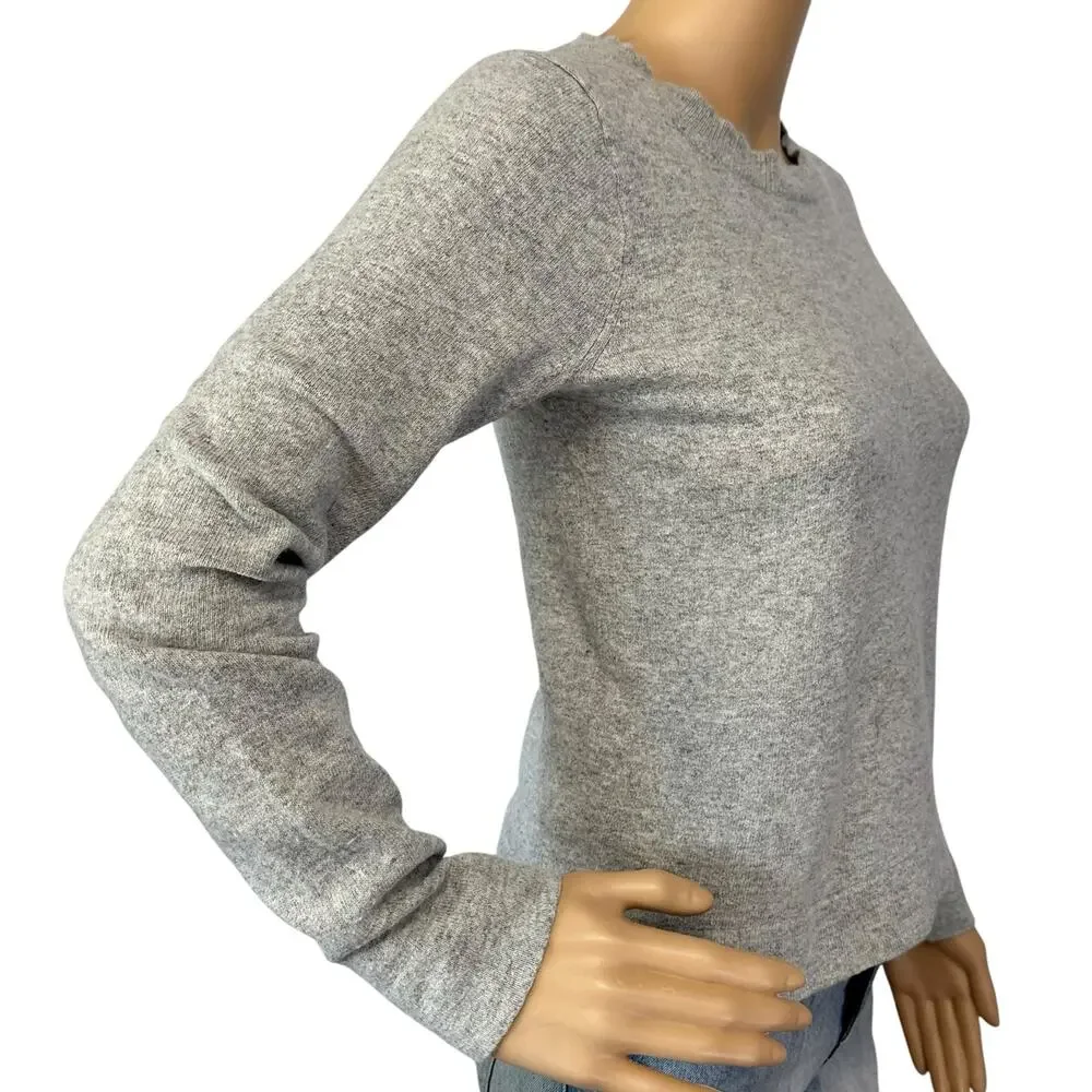 J. Crew Cotton Wool Blend Teddie Sweater Heather Dove Gray F5199 Size S
